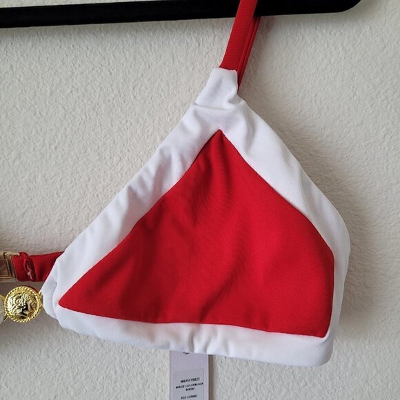 NWT Caroline Constas Masie Red & White Color Block Bikini Top - Picture 9 of 14